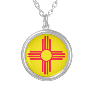 New Mexico Flag Silver Plated Necklace