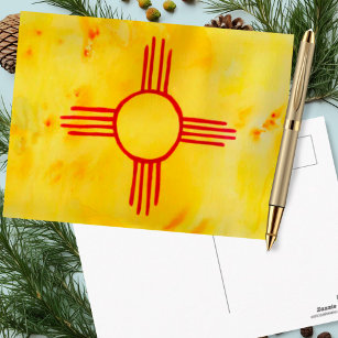 New Mexico Flag Watercolor Art Postcard