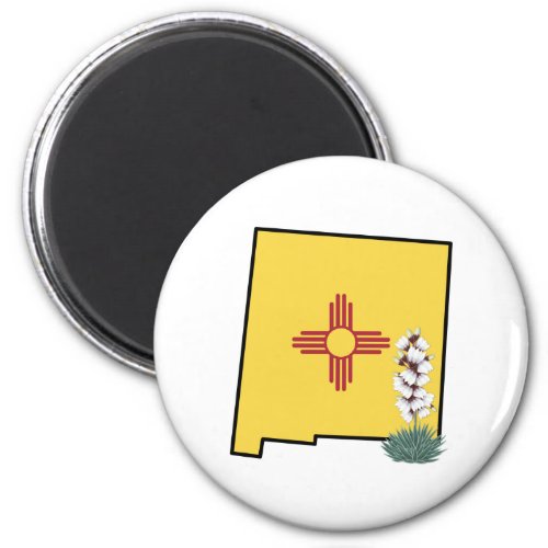 New Mexico Flag with State Flower Yucca Flower Key Magnet