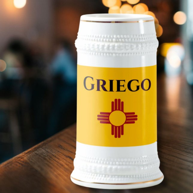 New Mexico flag with Zia symbol Beer Stein (Creator Uploaded)