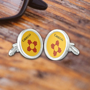 New Mexico flag with Zia symbol Cufflinks