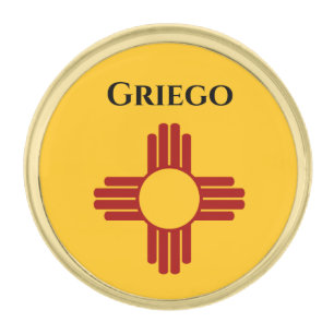 New Mexico flag with Zia symbol Gold Finish Lapel Pin