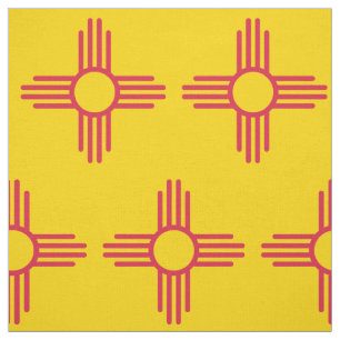 New Mexico Flag Zia Sun Pattern Fabric