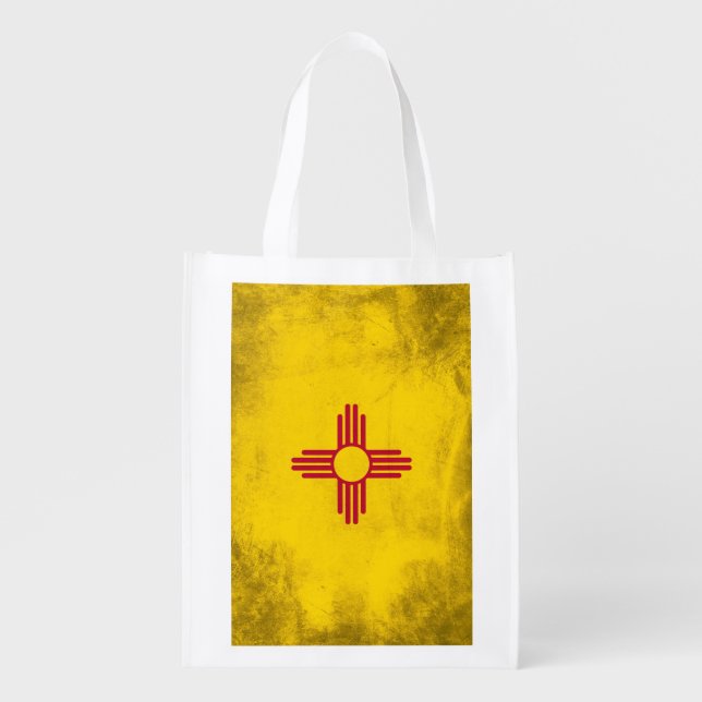 New Mexico Flag- Zia Sun Symbol Grocery Bag (Front)