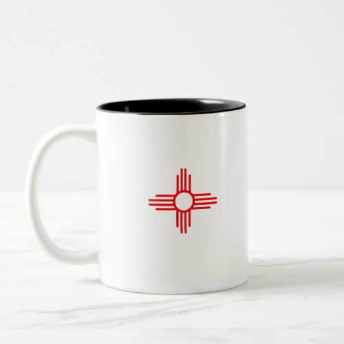 New mexico Flag Zia Sun Symbol Two_Tone Coffee Mug