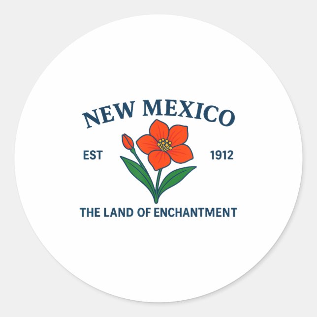 New Mexico Flower  Classic Round Sticker (Front)