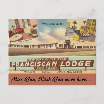 New Mexico  Franciscan Lodge  Grants Postcard by LUVLINENS at Zazzle