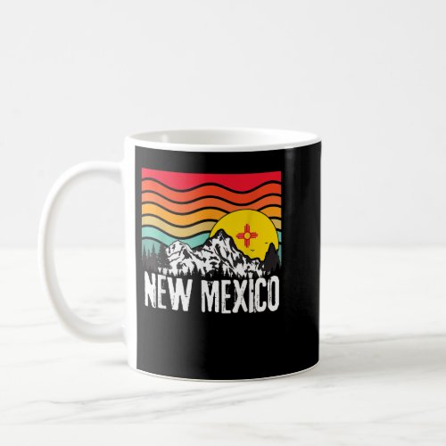 New Mexico Graphic Retro State Trees Mountains Sun Coffee Mug