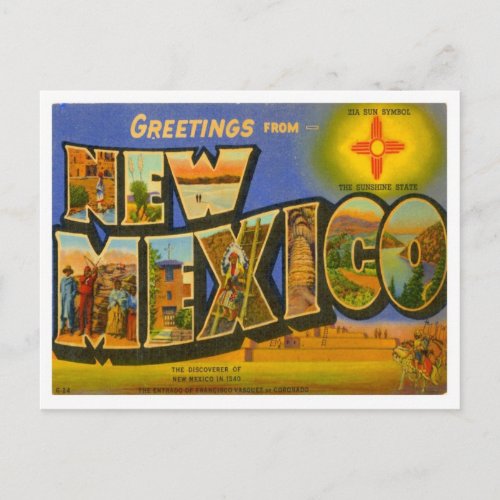 New Mexico Greetings From US States Postcard