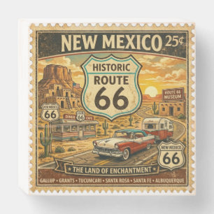 New Mexico Historic Route 66 Stamp Wooden Box Sign