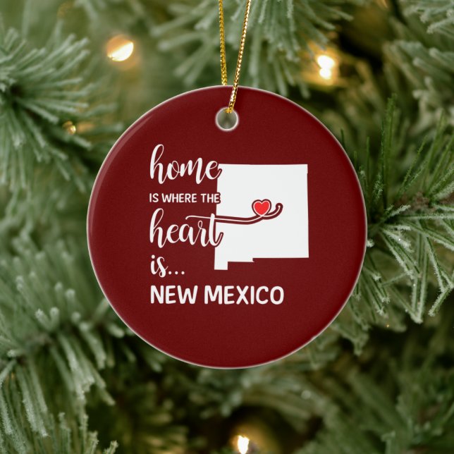 New Mexico home is where the heart is Ceramic Ornament (Tree)