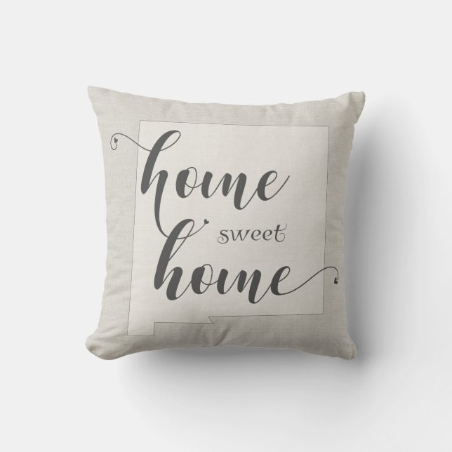 New Mexico - Home Sweet Home burlap-look Throw Pillow (Front)