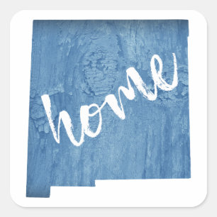 New Mexico Home Wood Grain Square Sticker