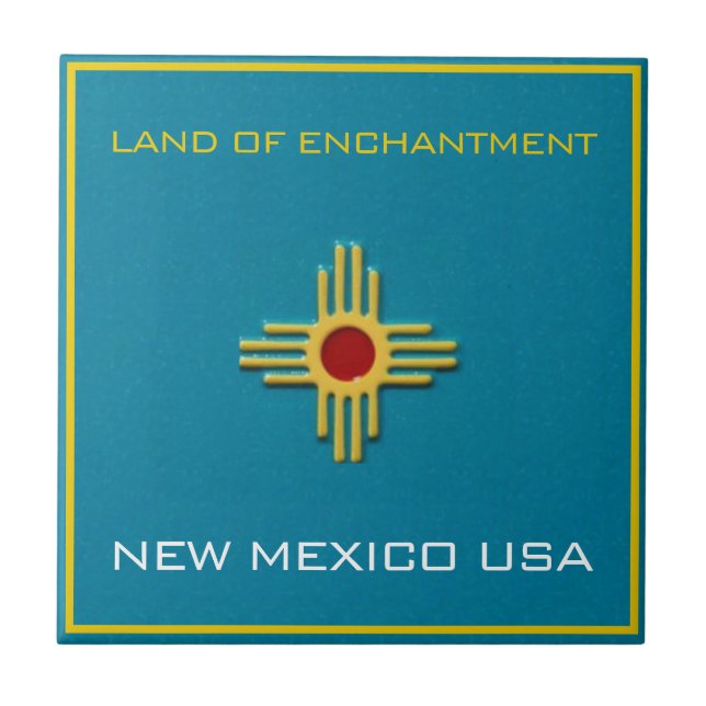 New Mexico Land of Enchantment Zia Sun Decorative Ceramic Tile (Front)