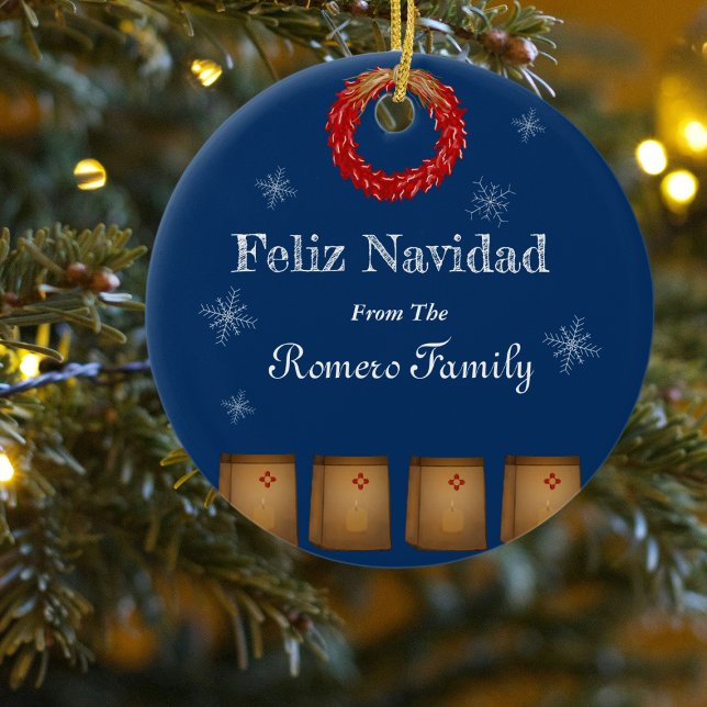 New Mexico luminaria farolito  Zia snow Ceramic Ornament (Creator Uploaded)