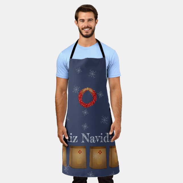 New Mexico Luminarias Farolitos Zia Red Chile  Apron (Worn)