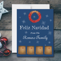 New Mexico Luminarias Farolitos Zia Red Chile  Holiday Card