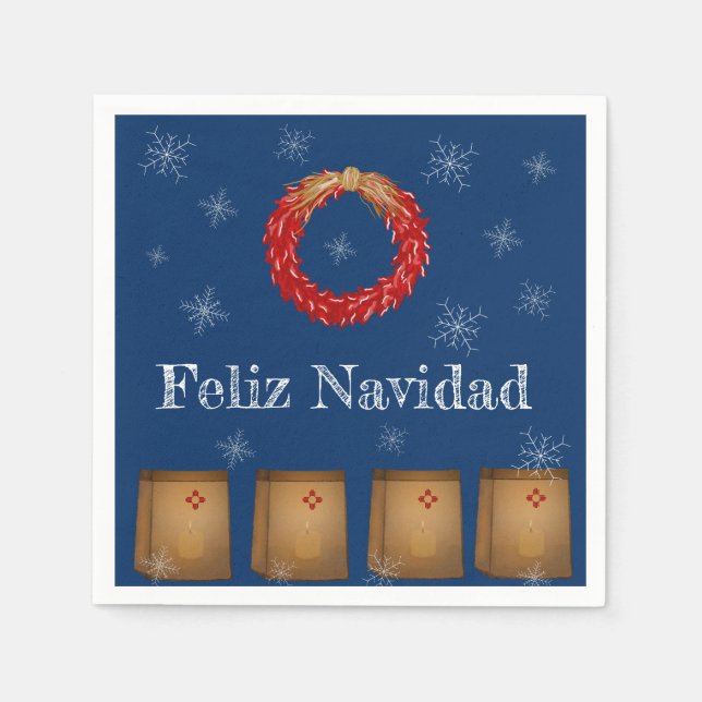 New Mexico Luminarias Farolitos Zia Red Chile  Napkins (Front)