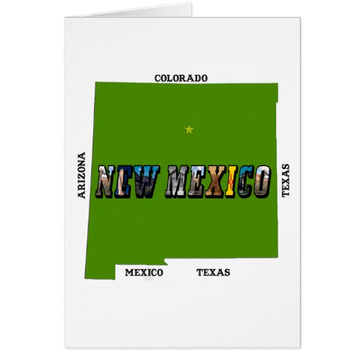 New Mexico Map Outline Photo Text Cards (Front)