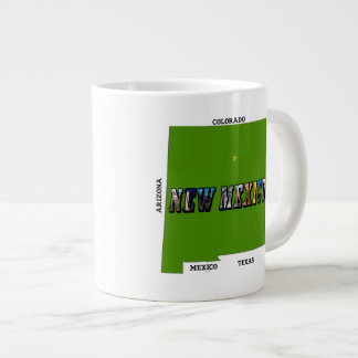 New Mexico Map Outline Photo Text Giant Coffee Mug