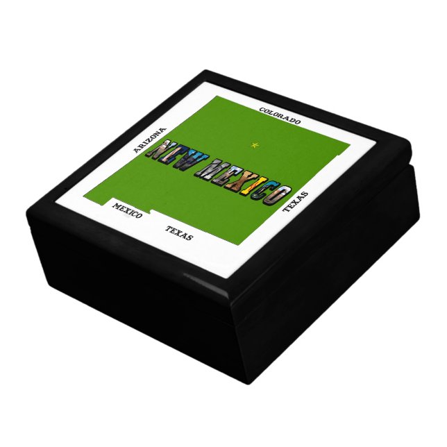 New Mexico Map Outline Photo Text Gift Box (Side)