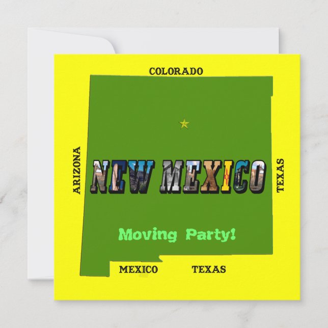 New Mexico Map Outline Photo Text Invitation (Front)