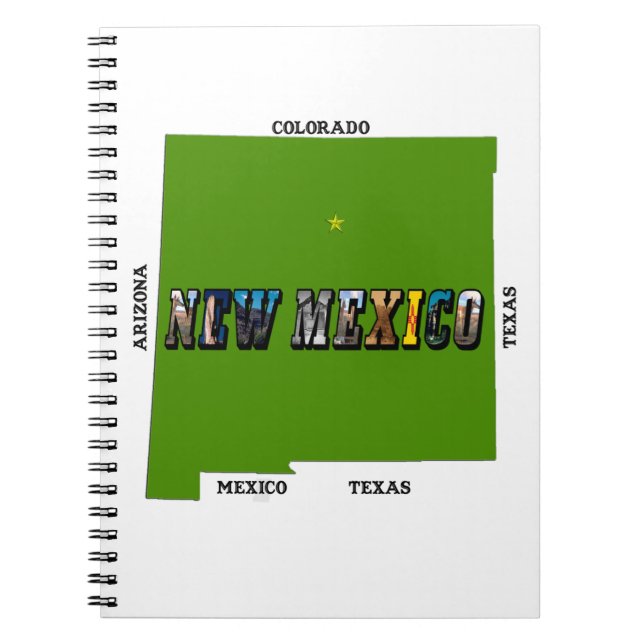 New Mexico Map Outline Photo Text Notebook (Front)