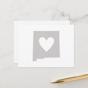 New Mexico Map Shape Gray Heart Cutout Mexican Postcard
