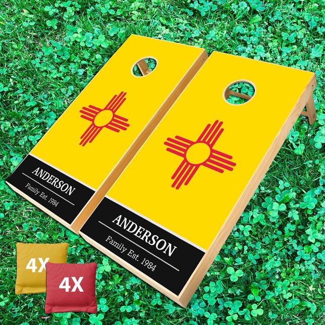 New Mexico & Mexican Flag personalized /Family fun Cornhole Set (Creator Uploaded)