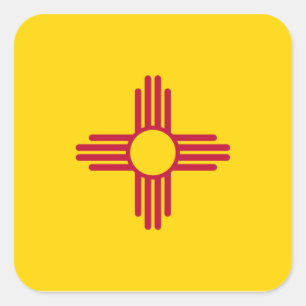 New Mexico/Mexican State Flag (Zia), United States Square Sticker