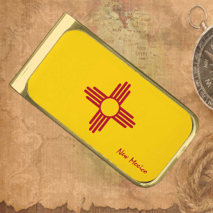 New Mexico money clip, New Mexican Flag, USA Gold Finish Money Clip