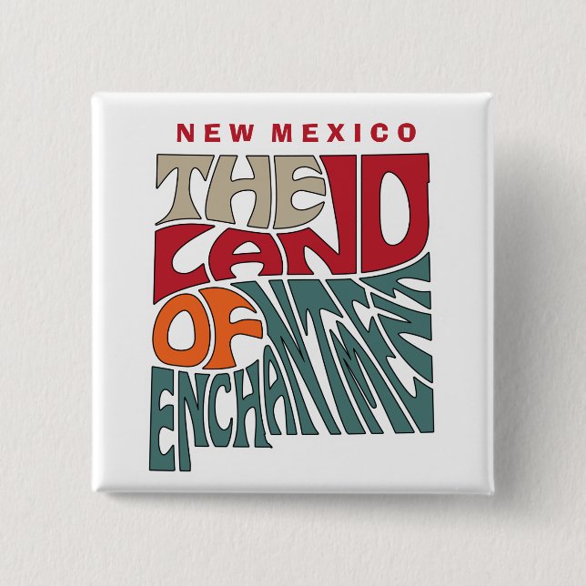 New Mexico Nickname Word Art Button (Front)