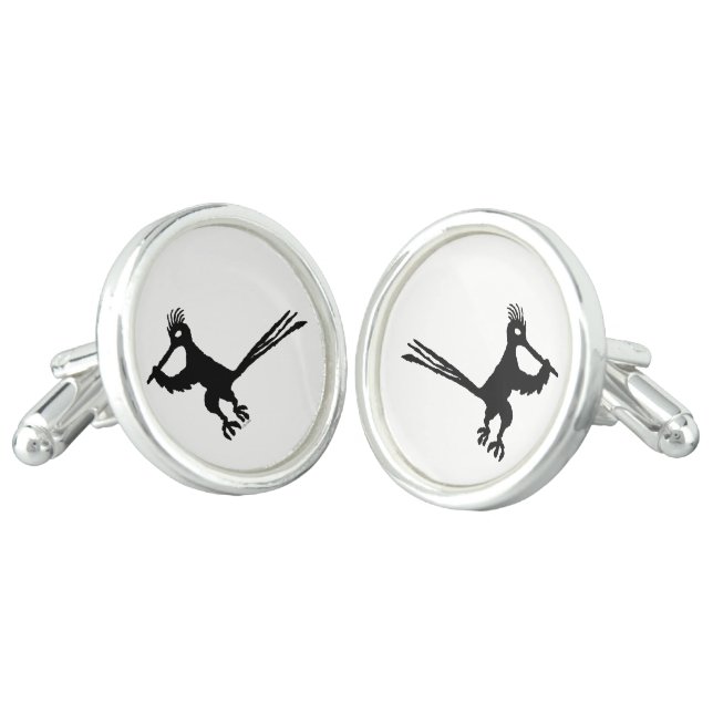 New Mexico Petroglyph Road Runner Cufflinks (Angled)