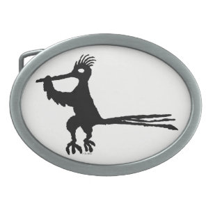 New Mexico Petroglyph Road Runner Oval Belt Buckle