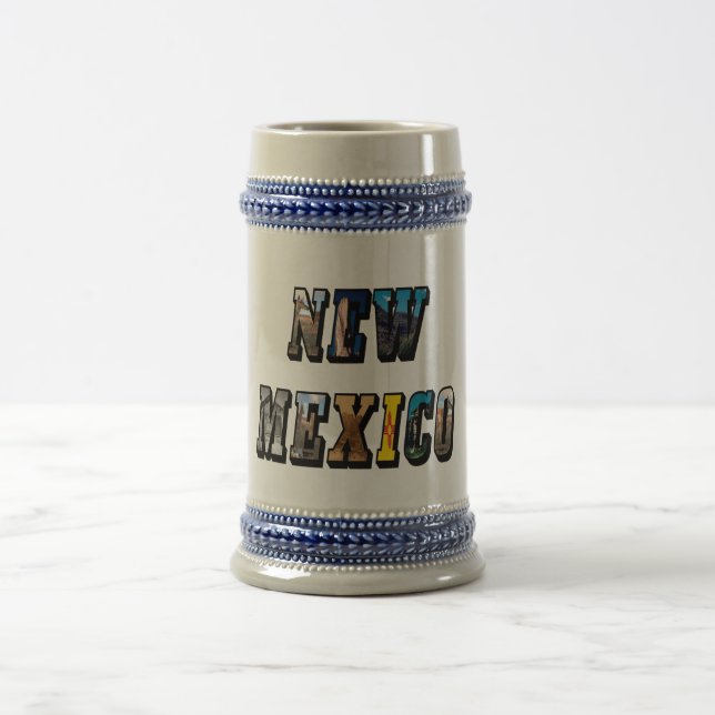 New Mexico Picture Text Beer Stein (Center)