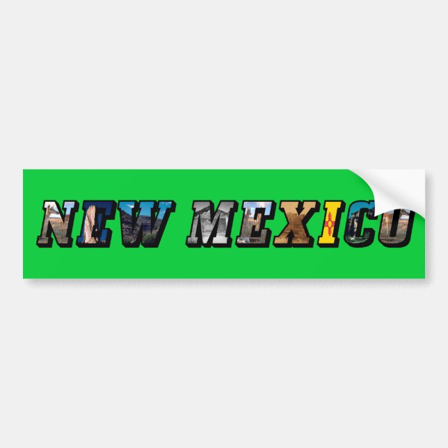 New Mexico Picture Text Bumper Sticker (Front)