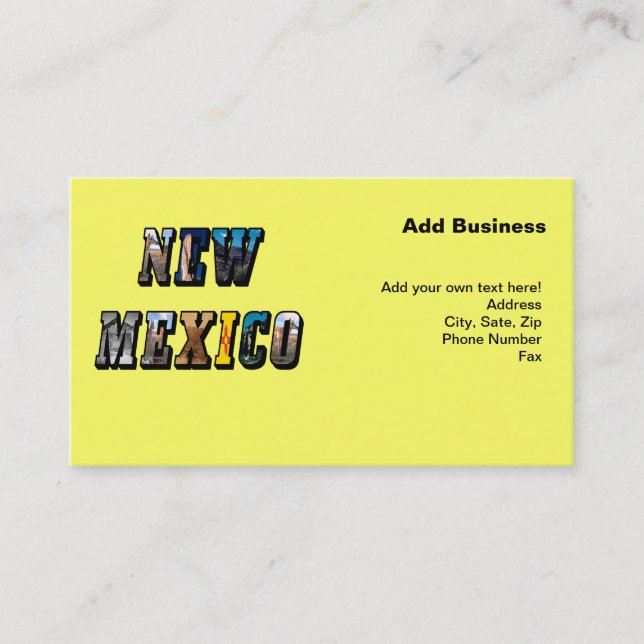 New Mexico Picture Text Business Card (Front)