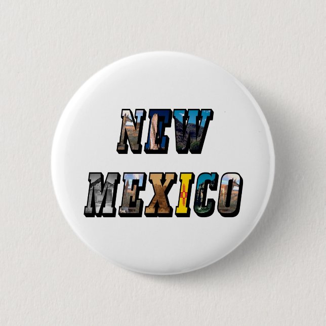 New Mexico Picture Text Button (Front)