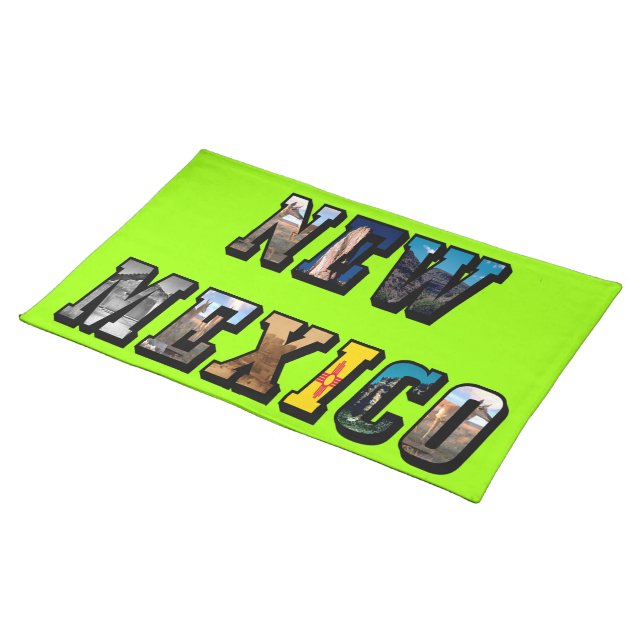 New Mexico Picture Text Cloth Placemat (On Table)