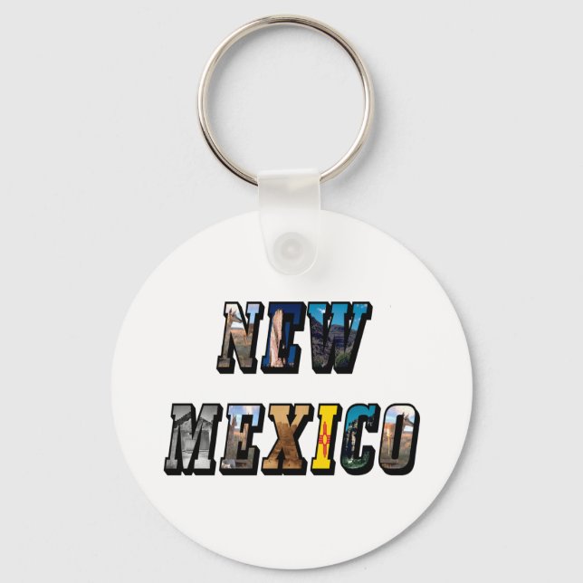 New Mexico Picture Text Keychain (Front)