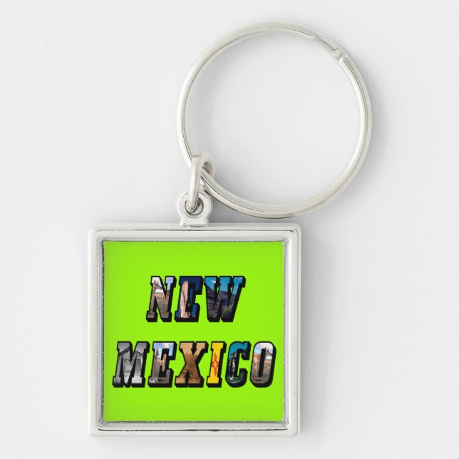 New Mexico Picture Text Keychain (Front)