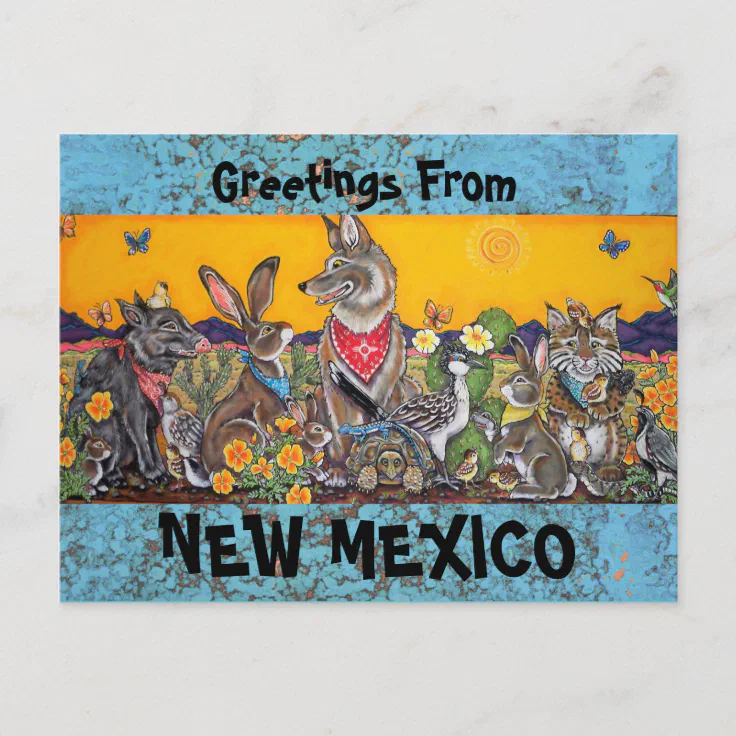 New Mexico Postcard with Desert Southwest Animals | Zazzle