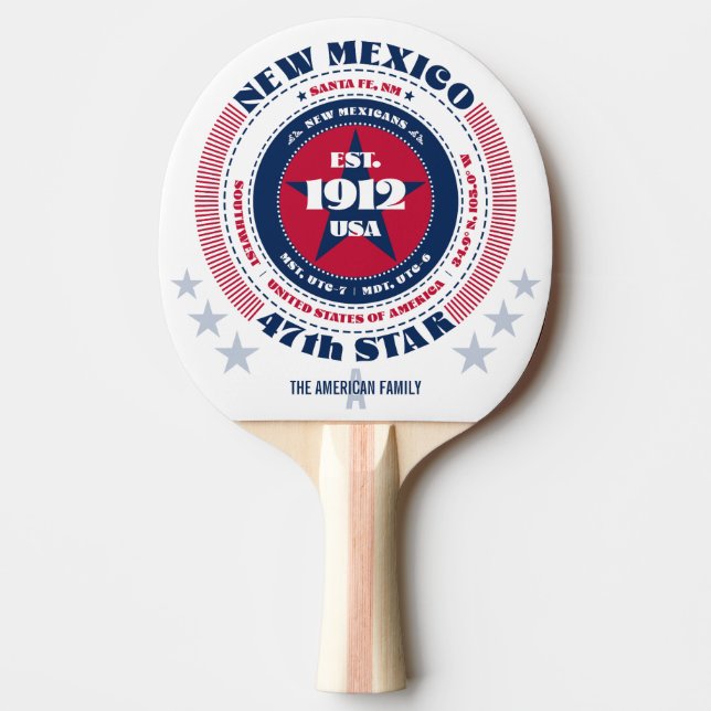 New Mexico Pride Circular Typography Monogram Ping Pong Paddle (Front)