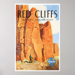 New Mexico Print Red Cliffs Painting Santa Fe