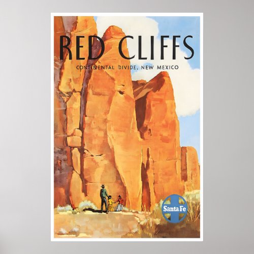 New Mexico Print Red Cliffs Painting Santa Fe