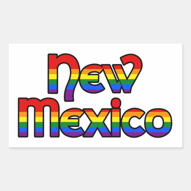 New Mexico Rainbow text Stickers (Front)