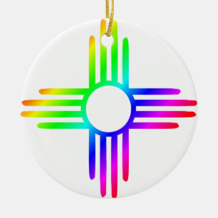 New Mexico Rainbow Zia Ceramic Ornament