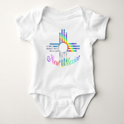 New Mexico Rainbow Zia Symbol Baby Bodysuit