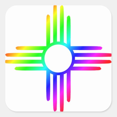 New Mexico Rainbow Zia Symbol Square Sticker