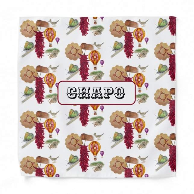 New Mexico Red Chile Pinõn Zia Hot Air Balloon  Bandana (Front)